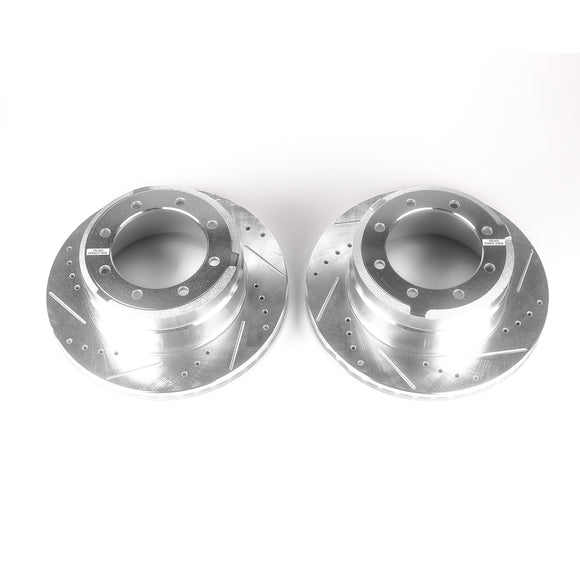 PowerStop Evolution Drilled Slotted Rotors Pair Rear For Ford F-350 Super Duty