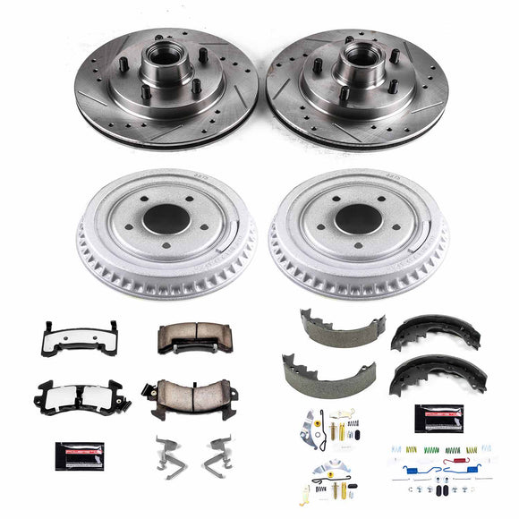 PowerStop Z36 Ceramic Brake Pads with Drilled Slotted Rotors and Drum Shoe Kit