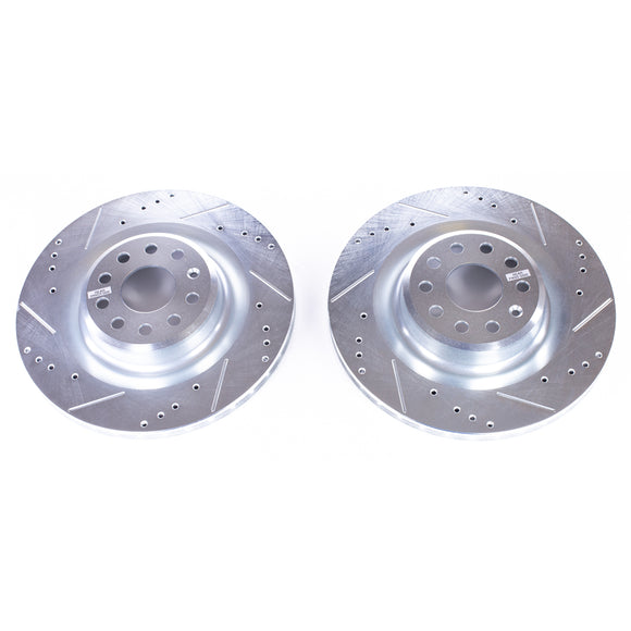 PowerStop Evolution Drilled Slotted Rotors Pair Rear For Tesla S