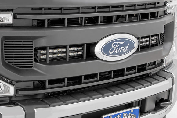 Rough Country LED Light Kit Grille Mount 10" Black For Ford Super Duty 20-21