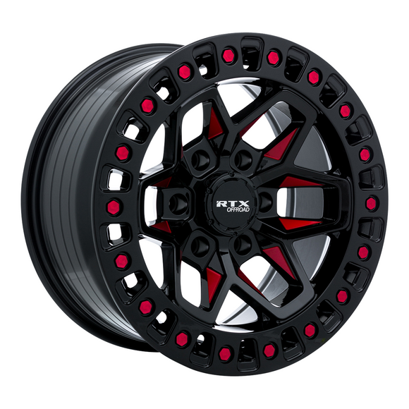 20x9 RTX Zion Black Milled Red 5x127 ET-15 wheel/rim