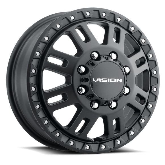 17x6.5 Vision 408 Manx 2 Dually Satin Black Wheel 8x165.1 ET121 CB125.2