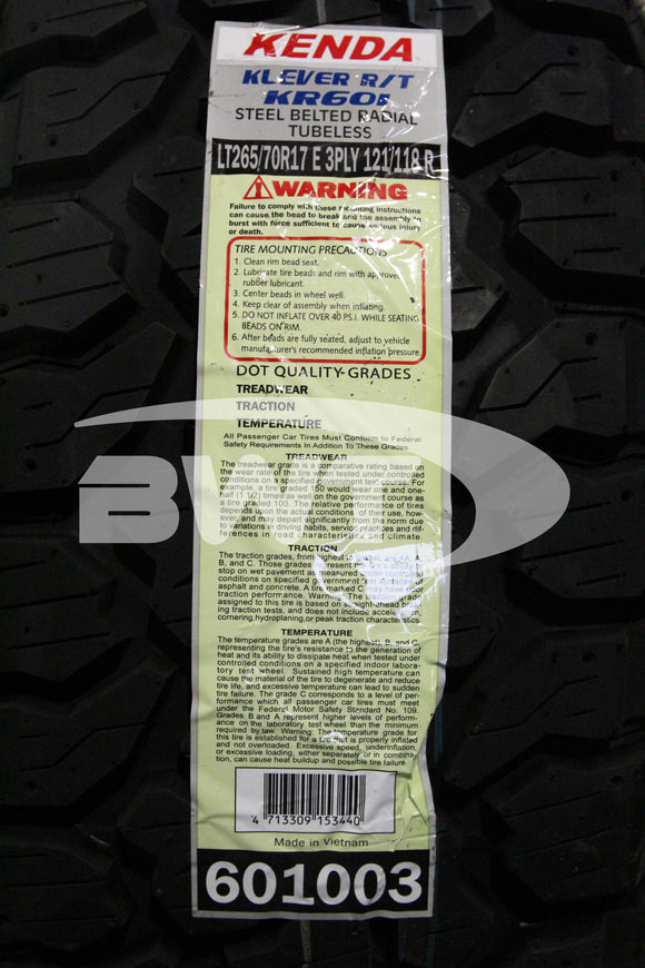 Kenda Klever R/T KR601 Tire(s) 265/70R17 LRE BSW 121R 2657017