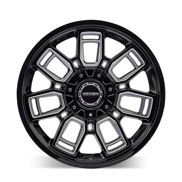 20x9 Mayhem Ordinance Gloss Black Milled 5x127 ET0 CB87 Wheel Rim