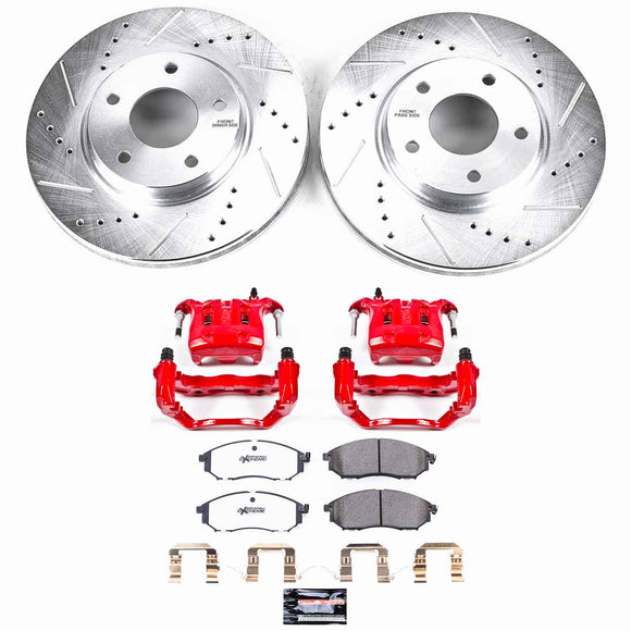 PowerStop Z26 Street Performance Ceramic Brake Pad, Drilled Slotted Rotor, and C