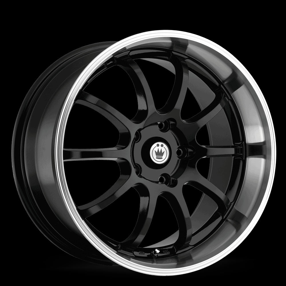 16x7 Konig Lightning Black/Machined Lip 5x100 5x114.3 5x4.5 ET40 Wheel Rim