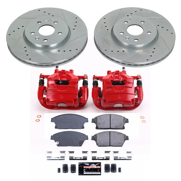 PowerStop Z23 Daily Driver Carbon-Fiber Ceramic Pads Drilled & Slotted Rotor & C