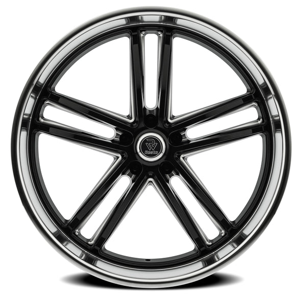 24x9 Resto Maverick Glossy Black Diamond Cut Lip 5x127 ET1 CB78.10 Wheel