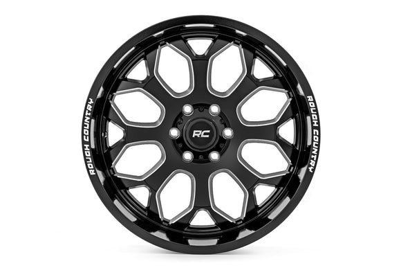 20x10 Rough Country 96 Series Gloss Black Machined Wheel 8x6.5 ET-19 CB5.079