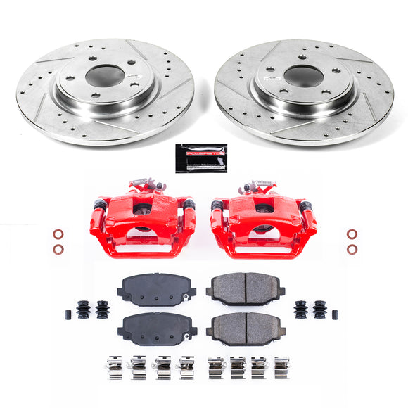 PowerStop Z23 Daily Driver Carbon-Fiber Ceramic Pads Drilled & Slotted Rotor & C