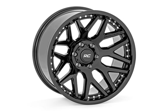 20x10 Rough Country 95 Series Gloss Black Machined Wheel 8x180 ET-19 CB5.079