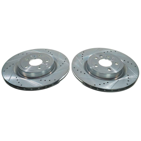 PowerStop Evolution Drilled Slotted Rotors Pair Rear For Jaguar F-Pace
