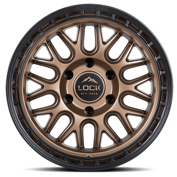 17x9 Lock Off-Road Onyx Matte Bronze W Matte Black Ring 6x139.7 ET1 Wheel Rim