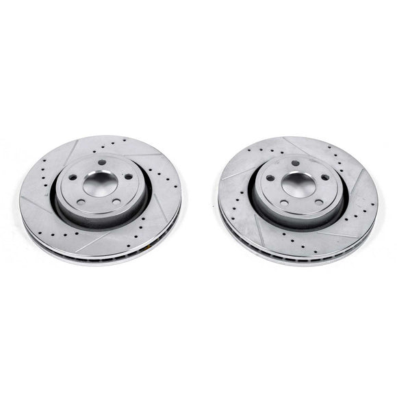 PowerStop Evolution Drilled Slotted Rotors Pair Front For Jeep GrCherokee
