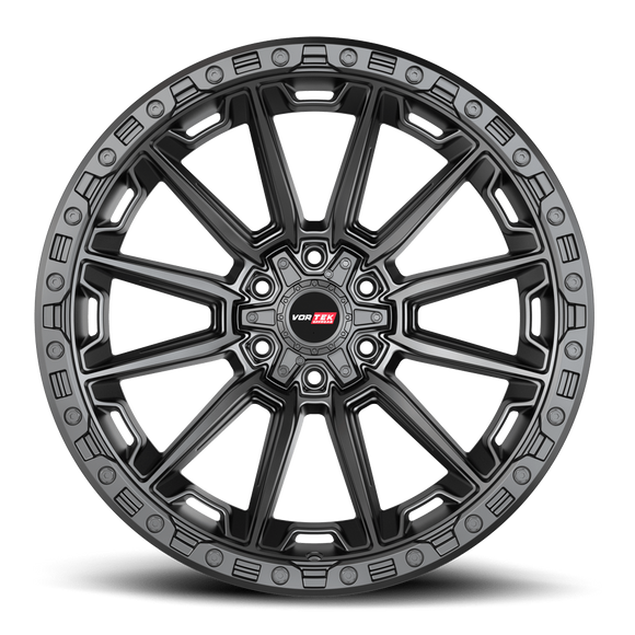 24x10 Vortek VRT-601 Spartan Matte Black 6x135 ET0 CB106.1 Wheel Rim