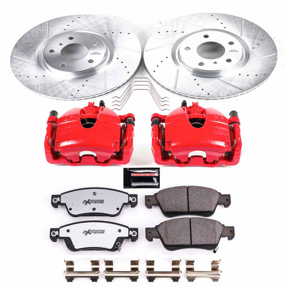 PowerStop Z26 Street Performance Ceramic Brake Pad, Drilled Slotted Rotor, and C