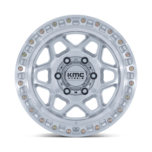 17x8.5 KMC KM553 Torx Gloss Silver With Machined Face 6x139.7 ET25 CB106.1 Wheel