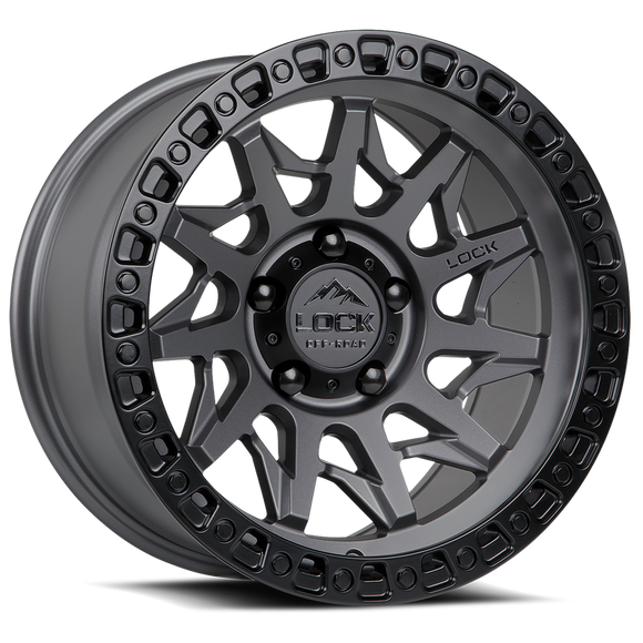 18x9 Lock Off-Road Lunatic Matte Grey Black Ring 5x127 5x5 ET-12 Wheel Rim