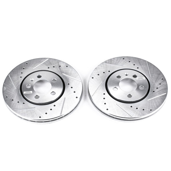 PowerStop Evolution Drilled Slotted Rotors Pair Front For Volkswagen Jetta