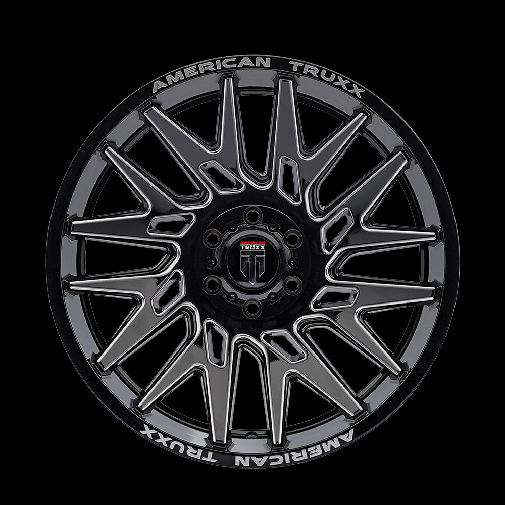 22x12 American Truxx AT1919 Evolution Black Milled 8x180 ET-44 Wheel Rim