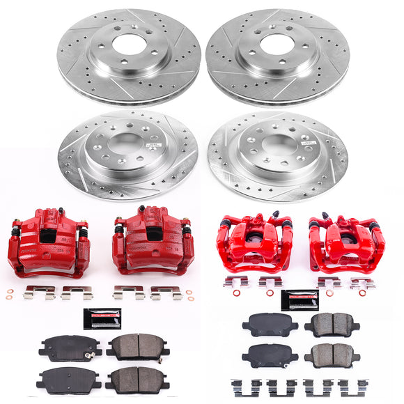 PowerStop Z23 Daily Driver Carbon-Fiber Ceramic Pads Drilled & Slotted Rotor & C