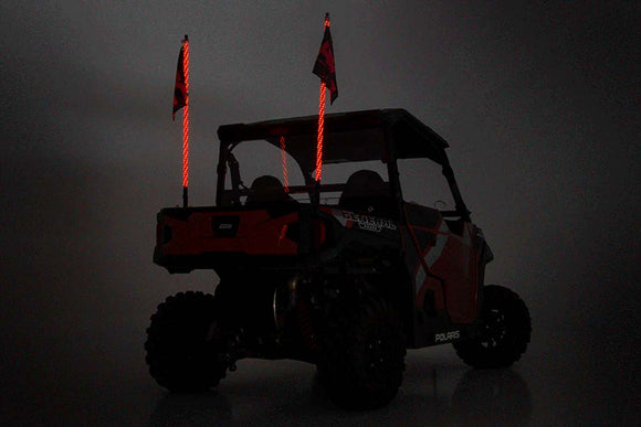 Rough Country Whip Mount Bed 4' Multi-Color LED For Polaris Ranger 14-21