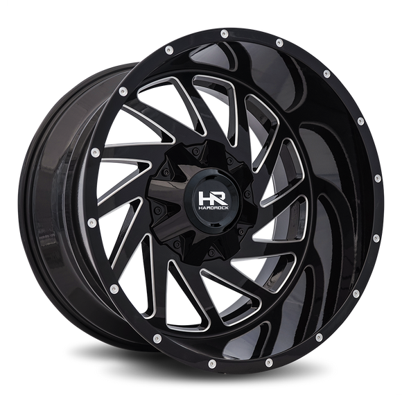 20x12 Hardrock Crusher Gloss Black Milled 6x135/139.7 ET-44 wheel/rim