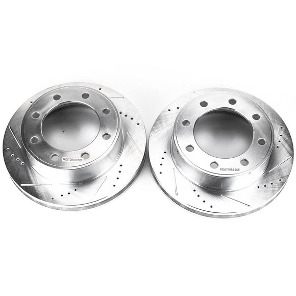 PowerStop Evolution Drilled Slotted Rotors Pair Front For Ford F-250 Super Duty