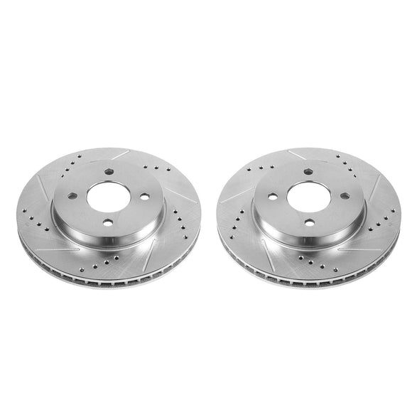 PowerStop Evolution Drilled Slotted Rotors Pair Front For Nissan Versa