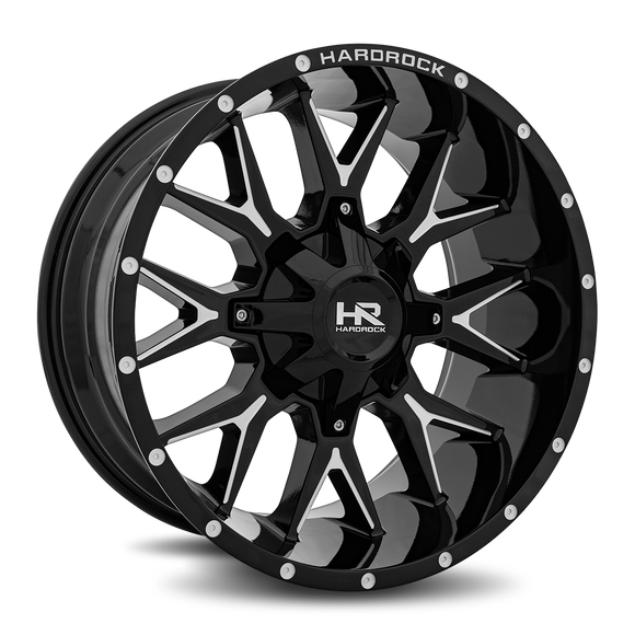 20x10 Hardrock Affliction Gloss Black Milled 5x127/139.7 ET-19 wheel/rim