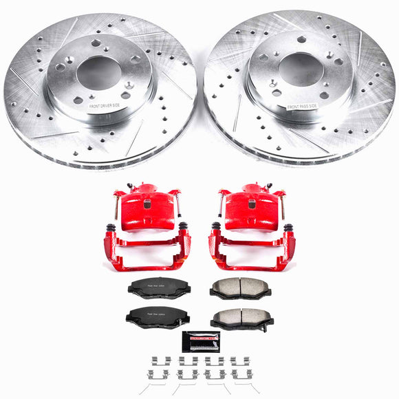 PowerStop Z36 Truck and SUV Ceramic Brake Pad, Drilled & Slotted Rotor, and Cali