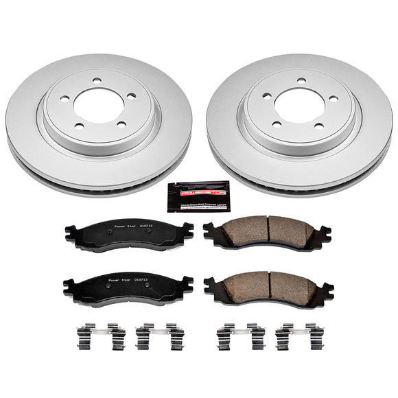 PowerStop Genuine Geomet Coated Rotor and Low-Dust Ceramic Brake Pad Kit