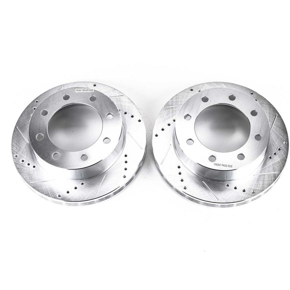PowerStop Evolution Drilled Slotted Rotors Pair Front For Ford F-250 Super Duty