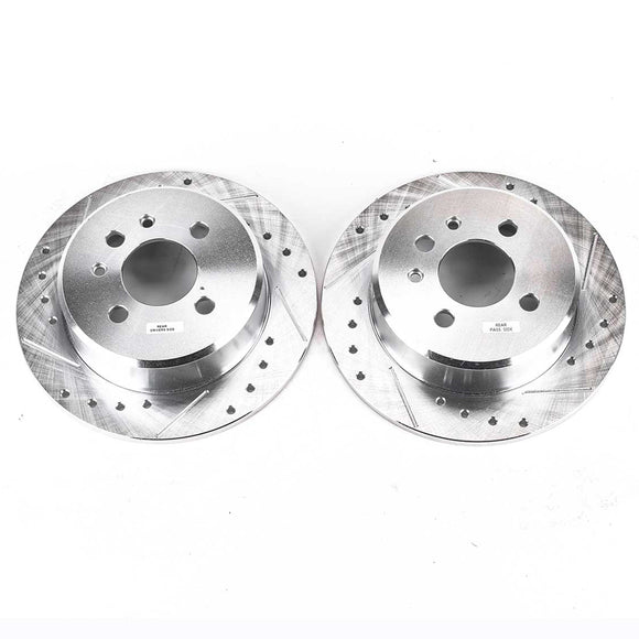 PowerStop Evolution Drilled Slotted Rotors Pair Rear For BMW 325e