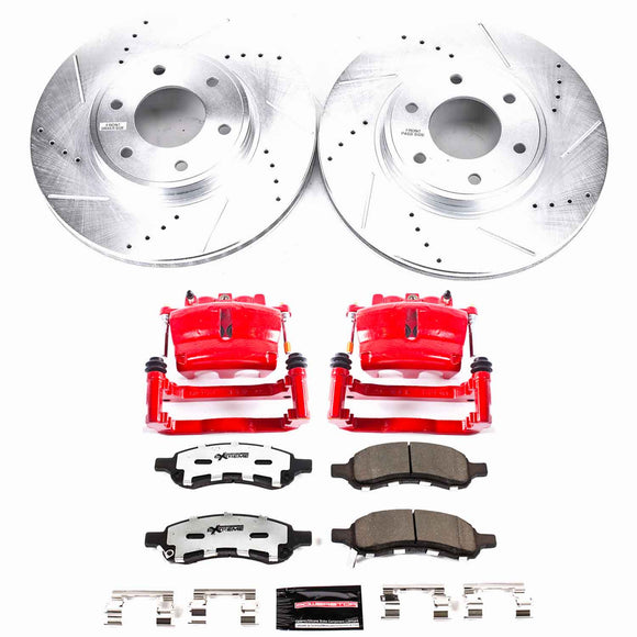 PowerStop Z36 Truck and SUV Ceramic Brake Pad, Drilled & Slotted Rotor, and Cali