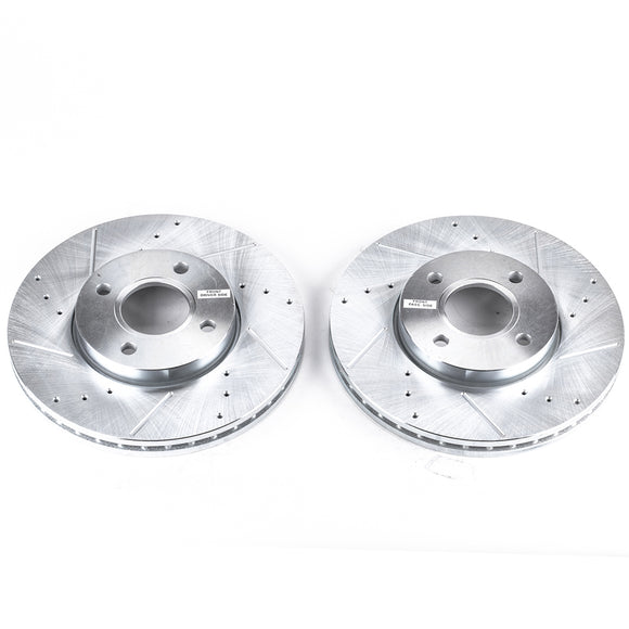 PowerStop Evolution Drilled Slotted Rotors Pair Front For Ford Focus