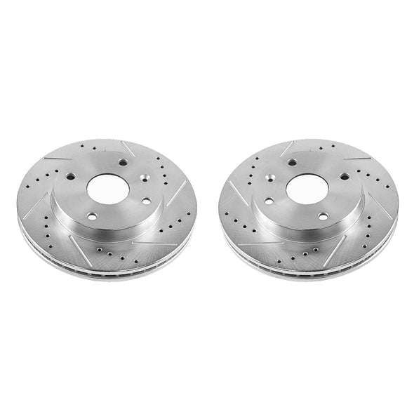 PowerStop Evolution Drilled Slotted Rotors Pair Front For Suzuki Forenza