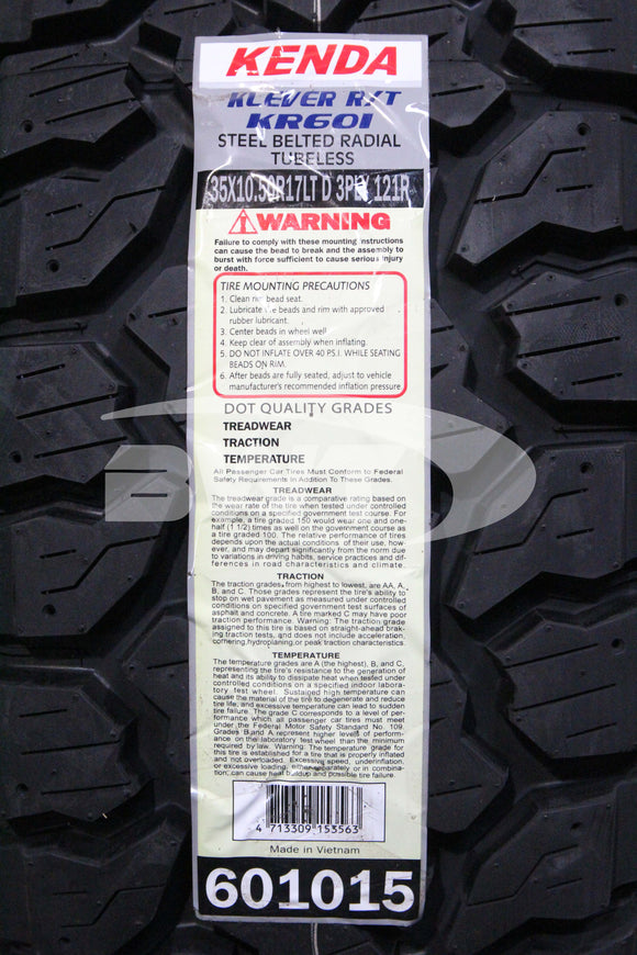 Kenda Klever R/T KR601 Tire(s) 35X10.50R17 LRE BSW 121R 35105017