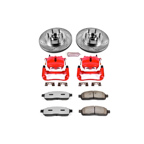 PowerStop Z36 Truck and SUV Ceramic Brake Pad, Drilled & Slotted Rotor, and Cali