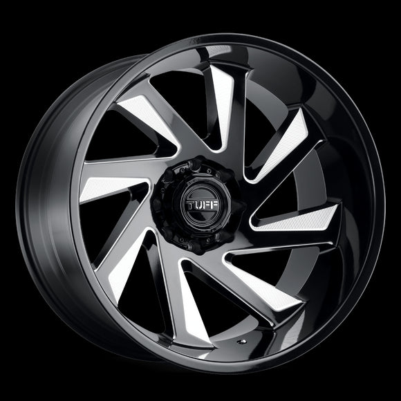 26X14 Tuff T1B Gloss Black W/ Milled Spokes 8X165.1 ET-72 wheel/rim