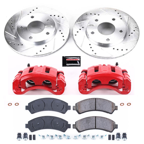 PowerStop Z23 Daily Driver Carbon-Fiber Ceramic Pads Drilled & Slotted Rotor & C