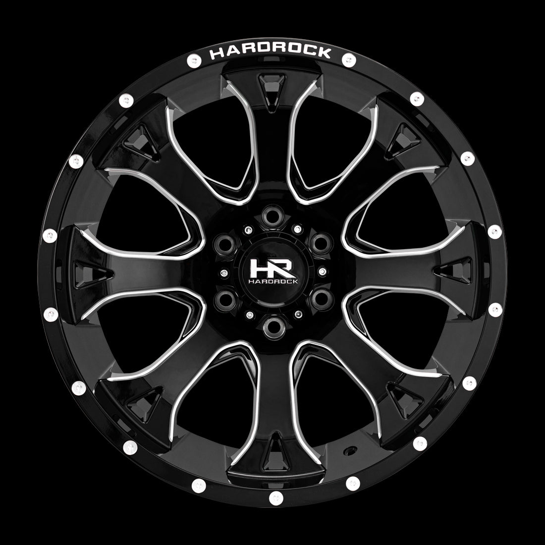 20x12 Hardrock BloodShot Xposed Gloss Black Milled 6x135 ET-44 wheel/rim