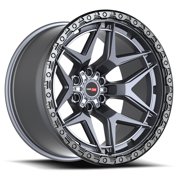 20x9.5 Vortek VRT-603 Atheno Matte Titanium With Black Bead Ring BLANK ET18 CB125.1 Wheel Rim