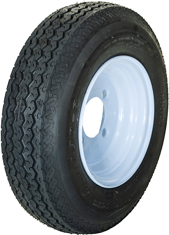 4.80-8 4 Ply SU01 Tire Mounted on 8x3.75 4-4 White Wheel
