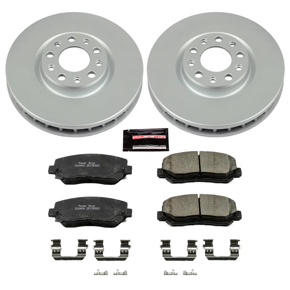 PowerStop Genuine Geomet Coated Rotor and Low-Dust Ceramic Brake Pad Kit