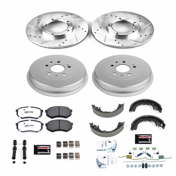 PowerStop Z36 Ceramic Brake Pads with Drilled Slotted Rotors and Drum Shoe Kit