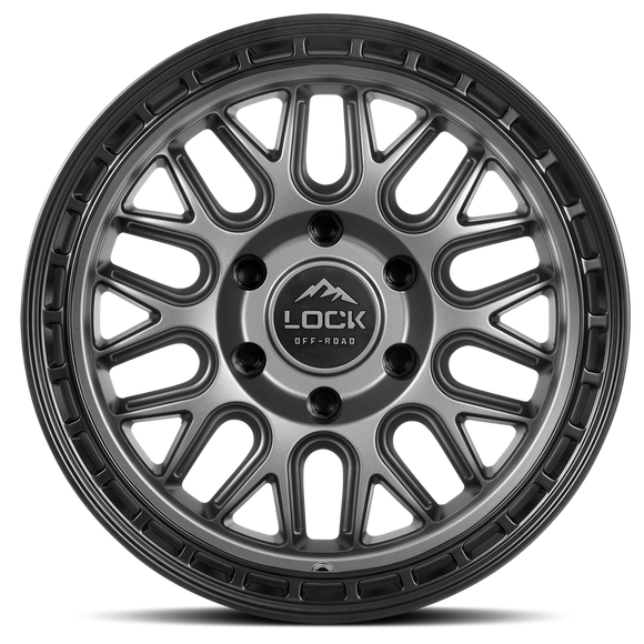 17x9 Lock Off-Road Onyx Matte Grey Matte Black Ring 6x139.7 ET1 Wheel