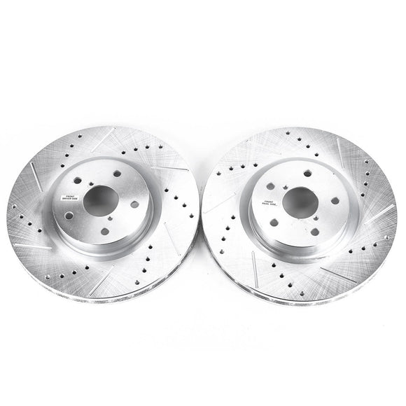 PowerStop Evolution Drilled Slotted Rotors Pair Front For Subaru Impreza