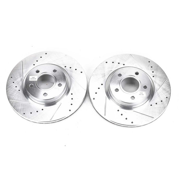 PowerStop Evolution Drilled Slotted Rotors Pair Front For Volvo S40