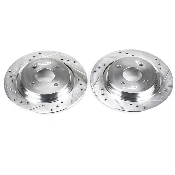 PowerStop Evolution Drilled Slotted Rotors Pair Rear For Ford Focus